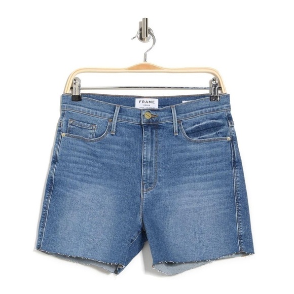 Frame Le Tour Raw Hem Denim Shorts in Bixby Size 25 - Picture 1 of 11